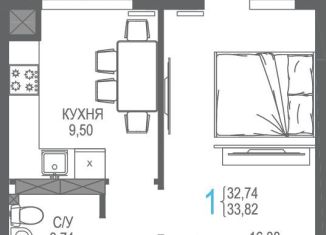 Продам однокомнатную квартиру, 33.3 м2, Крым
