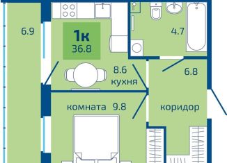 Продаю 1-комнатную квартиру, 36.8 м2, Пермь
