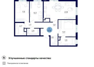 3-комнатная квартира на продажу, 86.9 м2, село Дядьково