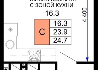 1-комнатная квартира на продажу, 24.7 м2, Краснодар, ЖК Дыхание