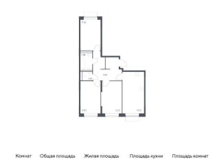 Трехкомнатная квартира на продажу, 72.8 м2, Москва, жилой комплекс Квартал Домашний, 1, станция Курьяново