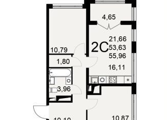 Двухкомнатная квартира на продажу, 56 м2, Тульская область