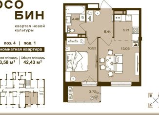 Продается 2-комнатная квартира, 42.4 м2, Брянская область