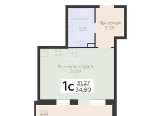 Продаю однокомнатную квартиру, 34.8 м2, Воронежская область