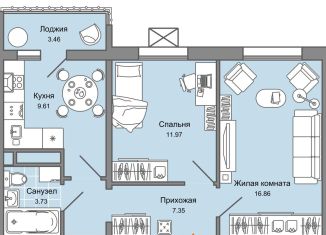Продажа 2-комнатной квартиры, 51 м2, Ульяновская область, жилой комплекс Юлла, 2