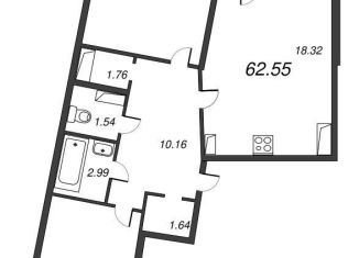 Продажа 2-ком. квартиры, 64.4 м2, Мурино
