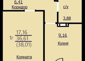 Однокомнатная квартира на продажу, 38 м2, Ярославская область