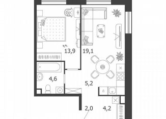 Продажа 1-комнатной квартиры, 49 м2, Москва, 3-я очередь, к8, ЖК Шагал