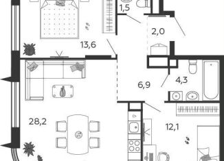 Продаю двухкомнатную квартиру, 68.6 м2, Москва, 2-я очередь, к6.1, станция ЗИЛ