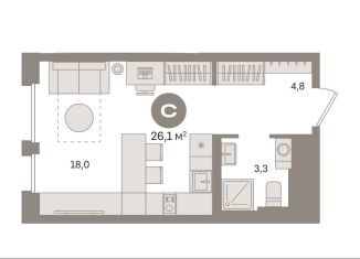 Продам квартиру студию, 26.1 м2, Москва, жилой комплекс Квартал Герцена, к1