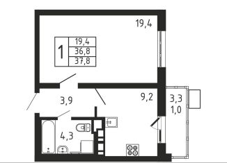 Продаю 1-ком. квартиру, 37.8 м2, Московская область