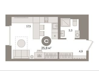 Квартира на продажу студия, 25.8 м2, Москва, жилой комплекс Квартал Герцена, к1, район Бирюлёво Восточное