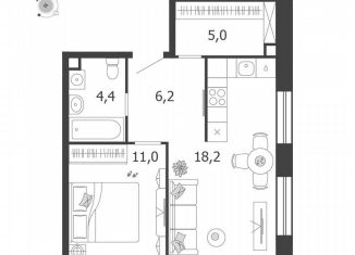 Продается 1-комнатная квартира, 44.8 м2, Москва, 3-я очередь, к8, ЖК Шагал