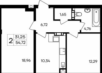 Продаю 2-комнатную квартиру, 54.7 м2, Крым, Курганная улица