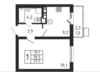 Продам 1-комнатную квартиру, 37.5 м2, Московская область