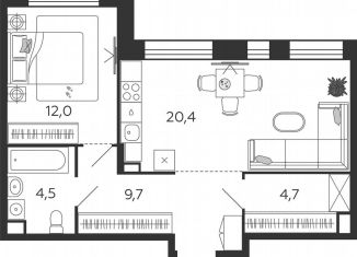 Продажа 1-комнатной квартиры, 51.3 м2, Москва, улица Петра Кончаловского, 7к3, ЖК Шагал