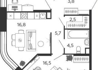 Продаю 2-ком. квартиру, 67 м2, Москва, 2-я очередь, к4.1, станция ЗИЛ