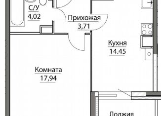 Однокомнатная квартира на продажу, 45.2 м2, посёлок Красный Бор