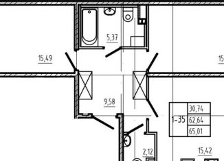 Продается 2-комнатная квартира, 62.6 м2, Ленинградская область