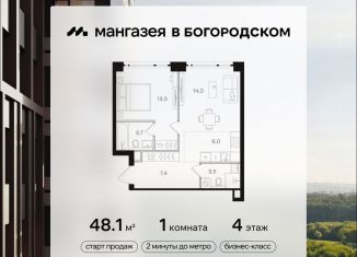 Продаю однокомнатную квартиру, 48.1 м2, Москва, район Богородское