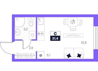 Продам квартиру студию, 21.4 м2, Тюмень