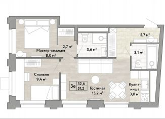 Продается 2-комнатная квартира, 51.2 м2, посёлок Коммунарка, посёлок Коммунарка, 1