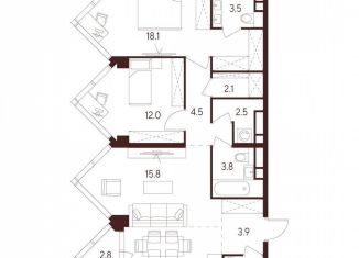 Продам двухкомнатную квартиру, 80.9 м2, Москва