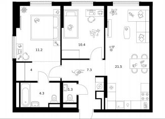 Продаю 2-ком. квартиру, 60 м2, Москва, район Москворечье-Сабурово, жилой комплекс Москворечье, 1.3