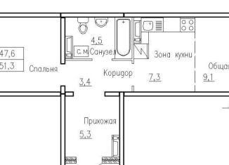 Продаю 2-комнатную квартиру, 51.3 м2, рабочий посёлок Краснообск, 3-й микрорайон, 12А