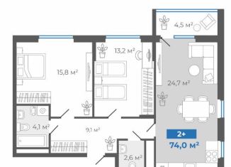 Продам двухкомнатную квартиру, 74 м2, Тюмень, Интернациональная улица, 199А, ЖК Авиатор