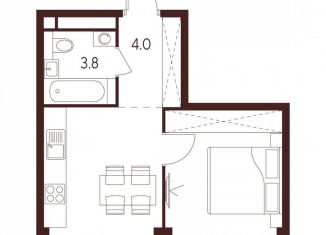 Продам 1-ком. квартиру, 32.2 м2, Москва, станция Зорге