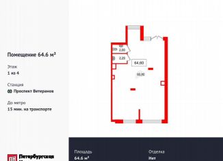 Продается помещение свободного назначения, 64.6 м2, Санкт-Петербург, проспект Ветеранов, 210