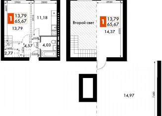 Продается 1-комнатная квартира, 65.7 м2, деревня Митькино, жилой комплекс Жаворонки Клаб, к4