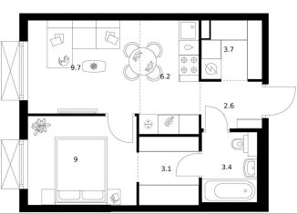 Продажа однокомнатной квартиры, 37.7 м2, Москва, метро Перово