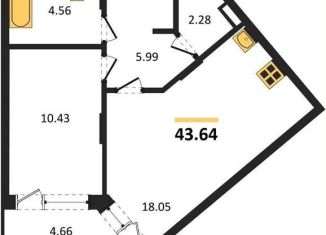 Продается однокомнатная квартира, 43.6 м2, Воронеж, Коминтерновский район