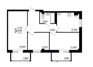 Продается 3-ком. квартира, 73.6 м2, Волгоград, Дзержинский район