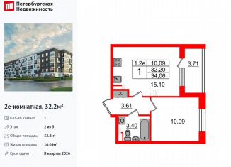 Продаю 1-ком. квартиру, 32.2 м2, Санкт-Петербург, метро Звёздная