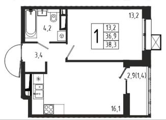 Продаю однокомнатную квартиру, 38.3 м2, Химки