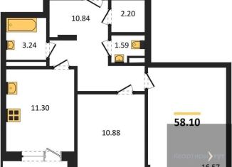 2-ком. квартира на продажу, 58.1 м2, Воронеж, Коминтерновский район