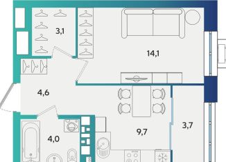 1-ком. квартира на продажу, 39.2 м2, Татарстан