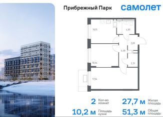 Двухкомнатная квартира на продажу, 51.3 м2, село Ям, жилой комплекс Прибрежный Парк, 9.2