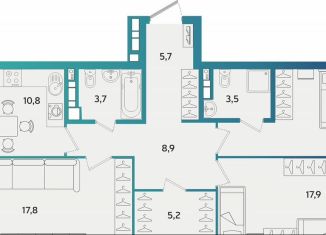 Продаю трехкомнатную квартиру, 88.8 м2, Альметьевск