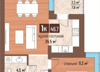 Продаю 1-комнатную квартиру, 46.7 м2, Светлогорск