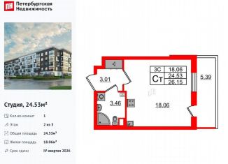 Продаю квартиру студию, 24.5 м2, Санкт-Петербург