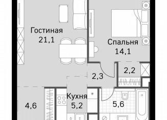 Продается однокомнатная квартира, 55.1 м2, Москва, метро Хорошёвская