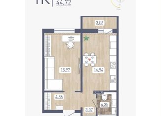 Продаю 1-комнатную квартиру, 43.2 м2, Новосибирск, метро Площадь Маркса, улица Забалуева, 96