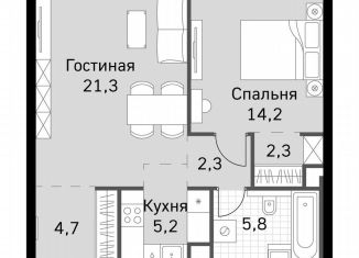 Продается однокомнатная квартира, 55.8 м2, Москва, метро Беговая