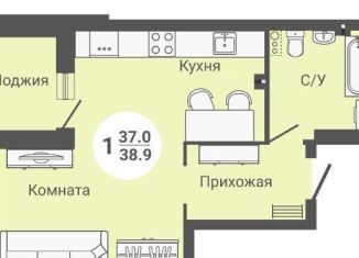 Продажа однокомнатной квартиры, 38.5 м2, Новосибирск, улица Петухова, 170