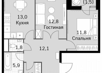 Продается 2-комнатная квартира, 62.9 м2, Москва, Строительный проезд, 9с9, район Покровское-Стрешнево