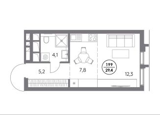 Продам квартиру студию, 29.4 м2, Москва, улица Фридриха Энгельса, 58с3